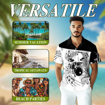 Drums For Music Hawaiian Shirt for Men, Button Down Aloha Shirt - Azhawaiian