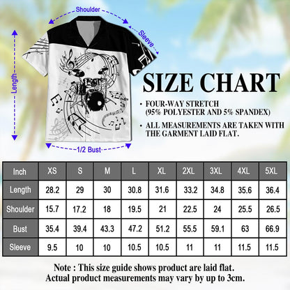 Drums For Music Hawaiian Shirt for Men, Button Down Aloha Shirt - Azhawaiian