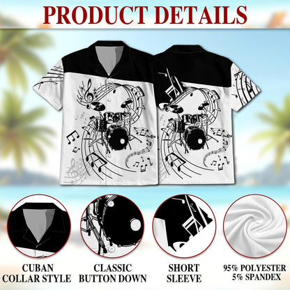 Drums For Music Hawaiian Shirt for Men, Button Down Aloha Shirt - Azhawaiian