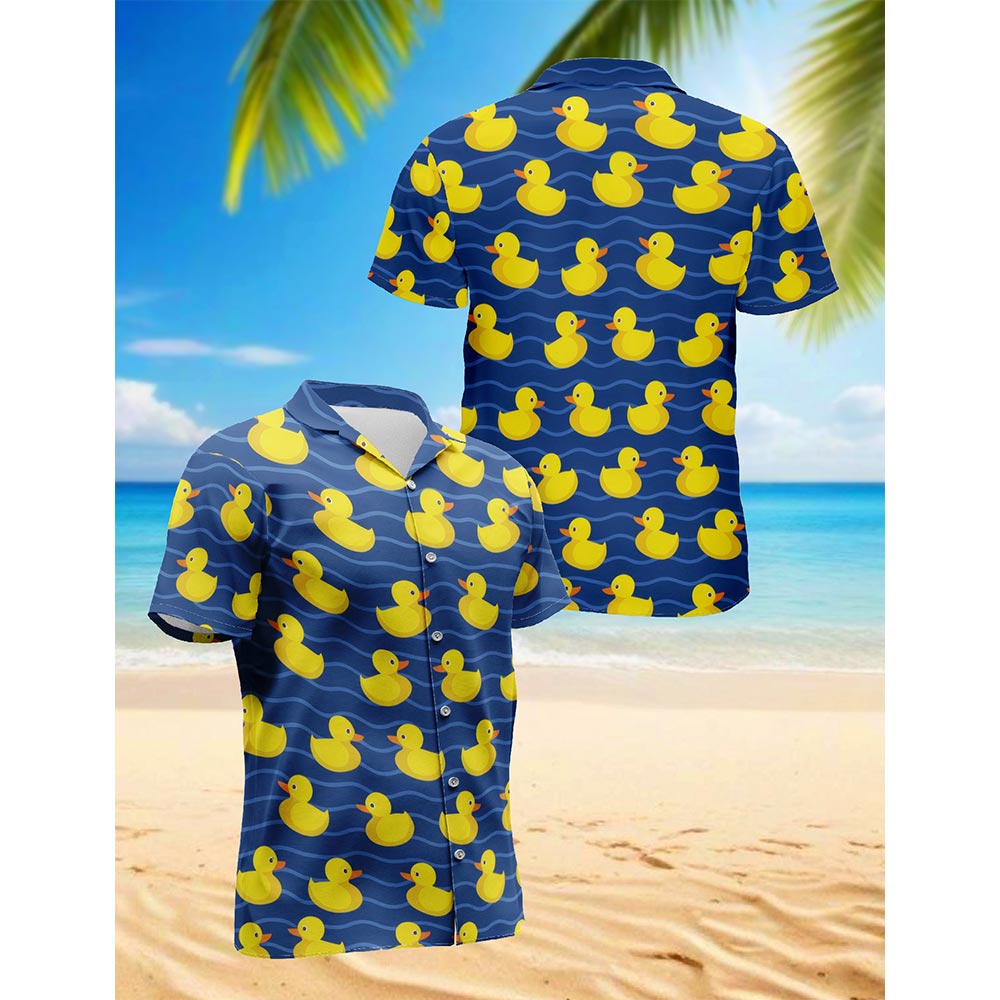 Duck Hawaiian Shirt for Men, Button Down Aloha Shirt - Azhawaiian