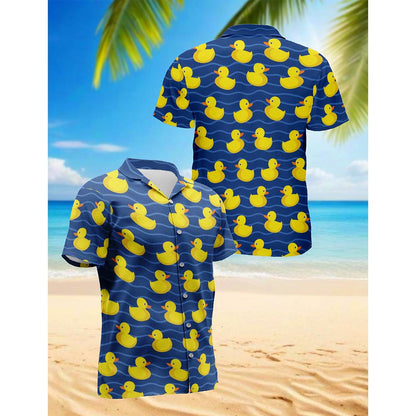 Duck Hawaiian Shirt for Men, Button Down Aloha Shirt - Azhawaiian