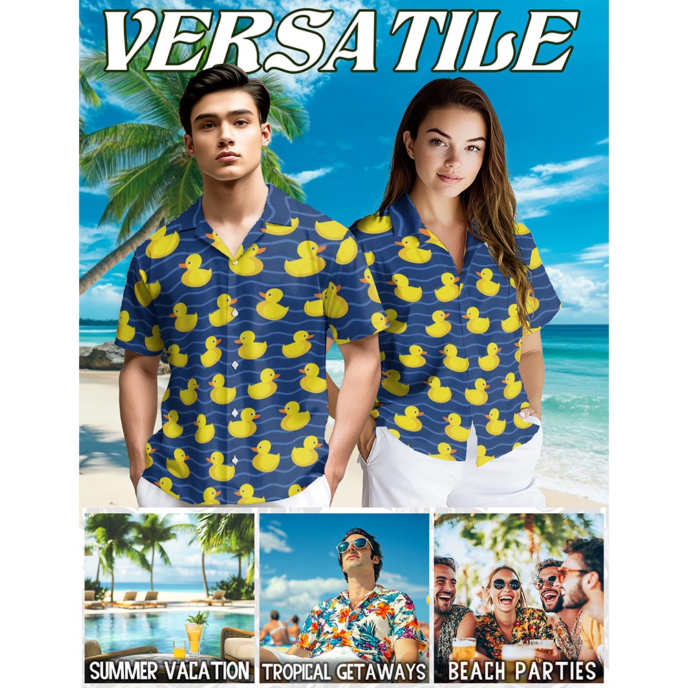 Duck Hawaiian Shirt for Men, Button Down Aloha Shirt - Azhawaiian