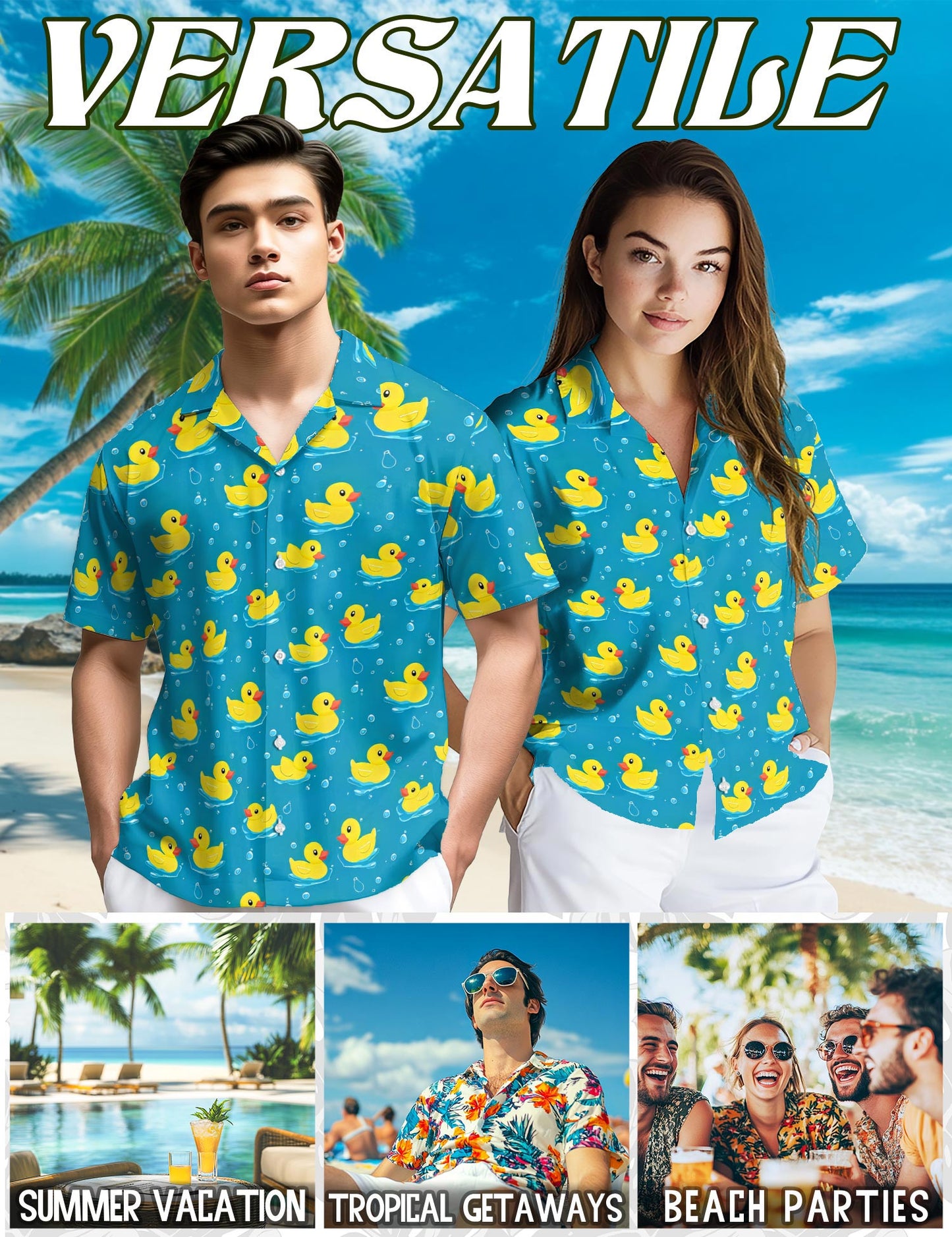 Duck Hawaiian Shirt for Men, Button Down Aloha Shirt - Azhawaiian