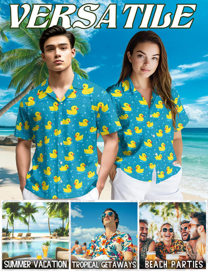 Duck Hawaiian Shirt for Men, Button Down Aloha Shirt - Azhawaiian