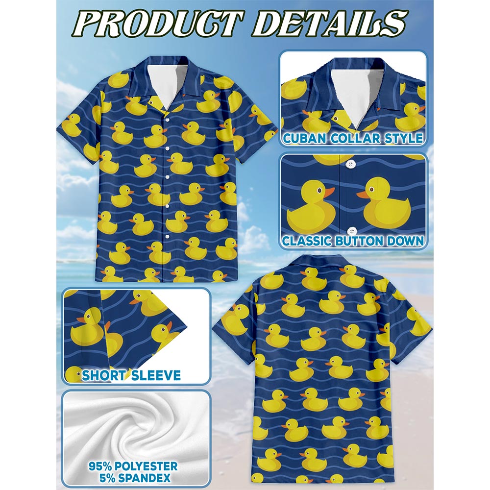 Duck Hawaiian Shirt for Men, Button Down Aloha Shirt - Azhawaiian