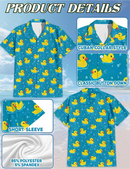 Duck Hawaiian Shirt for Men, Button Down Aloha Shirt - Azhawaiian