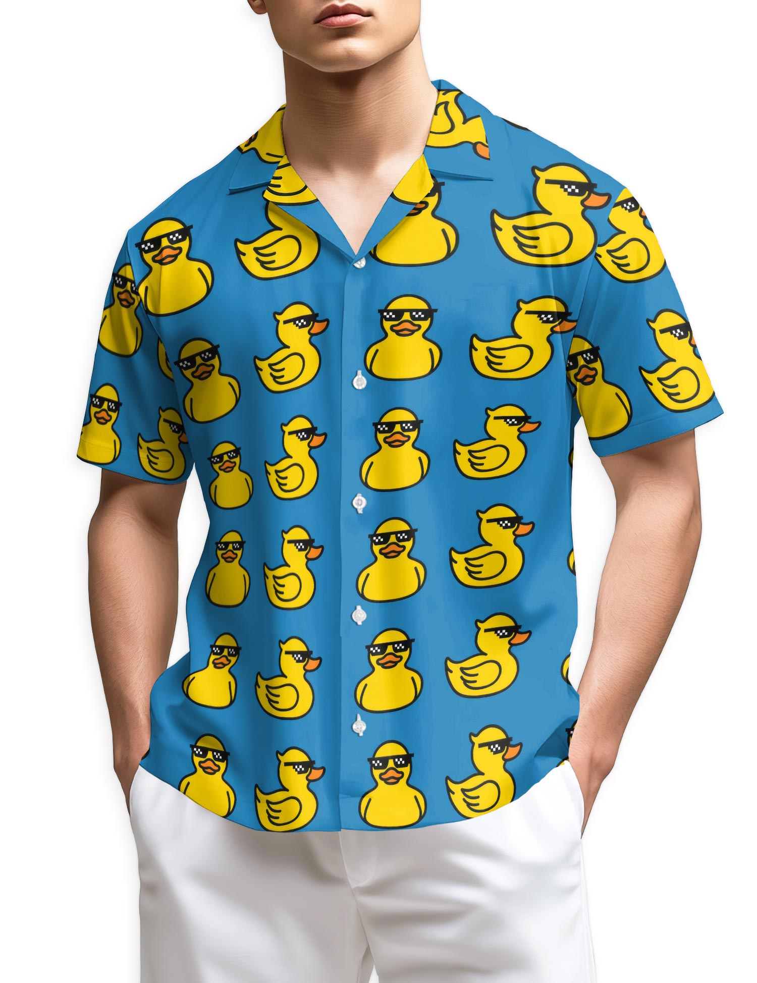 Azhawaiian Duck Pattern Hawaiian Shirt for Men
