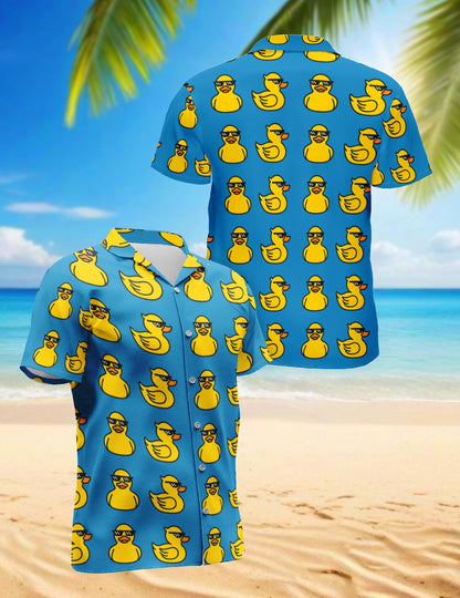 Duck Pattern Hawaiian Shirt for Men, Button Down Aloha Shirt - Azhawaiian