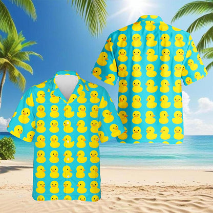Duck Pattern Hawaiian Shirt for Men, Button Down Aloha Shirt - Azhawaiian