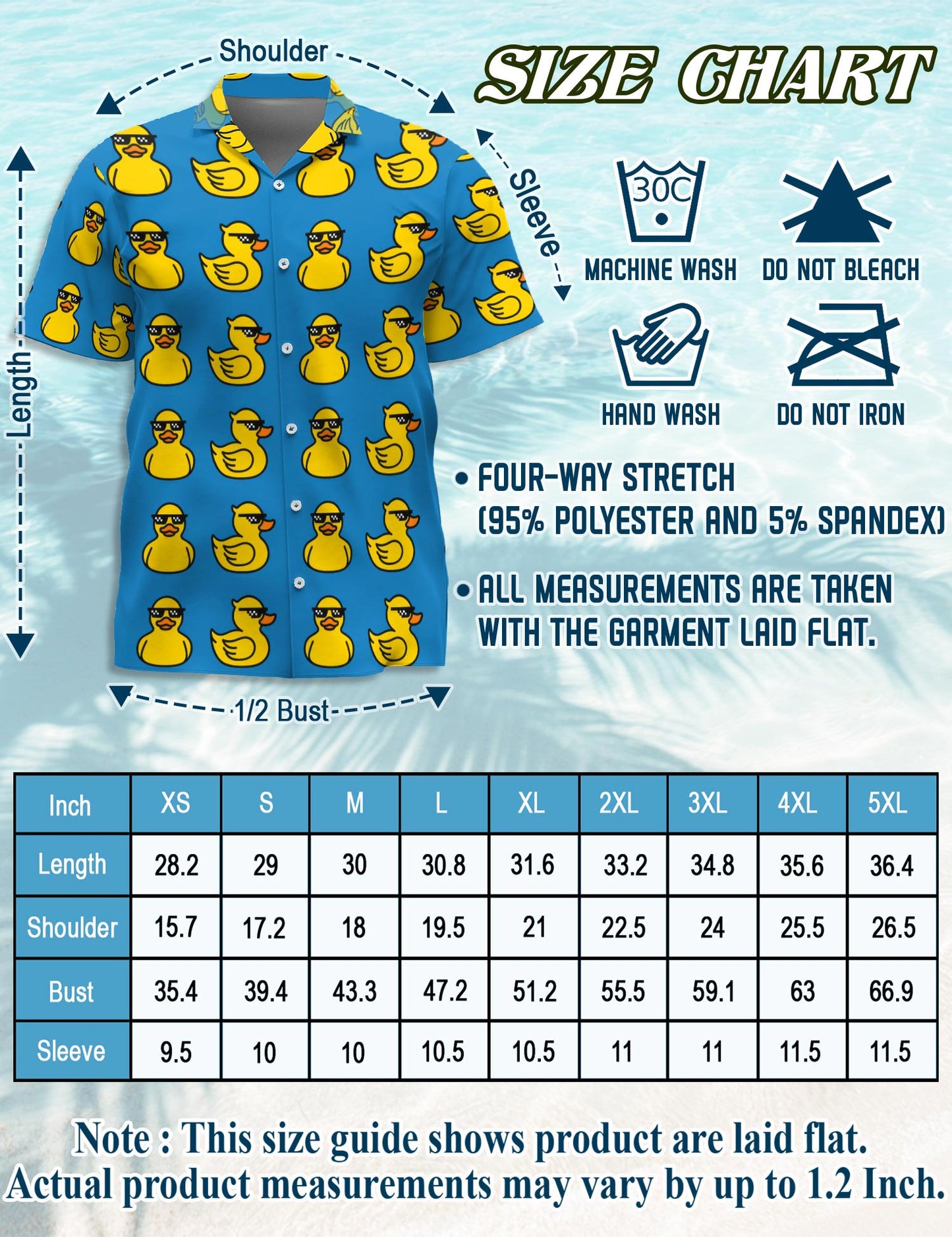 Duck Pattern Hawaiian Shirt for Men, Button Down Aloha Shirt - Azhawaiian