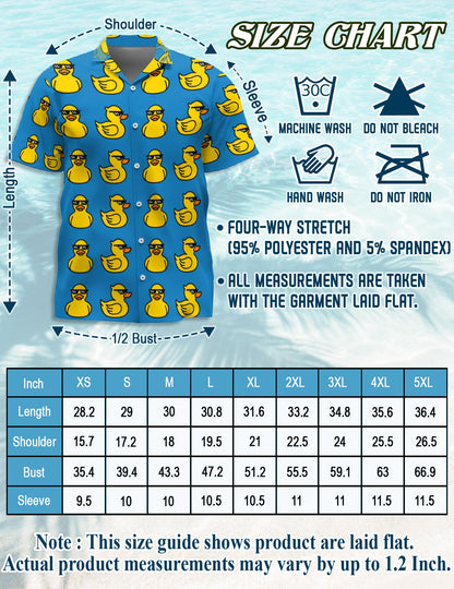 Duck Pattern Hawaiian Shirt for Men, Button Down Aloha Shirt - Azhawaiian