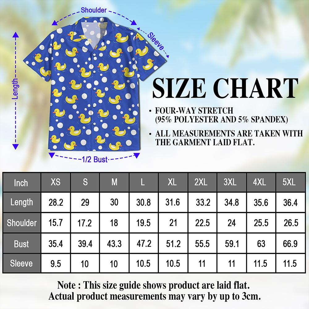 Duck Pattern Hawaiian Shirt for Men, Button Down Aloha Shirt - Azhawaiian