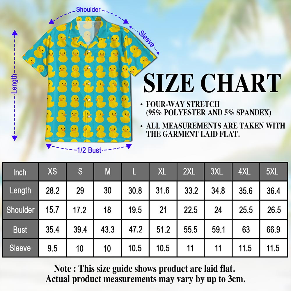 Duck Pattern Hawaiian Shirt for Men, Button Down Aloha Shirt - Azhawaiian