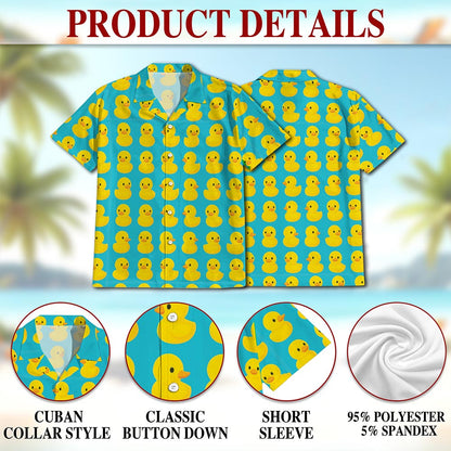 Duck Pattern Hawaiian Shirt for Men, Button Down Aloha Shirt - Azhawaiian