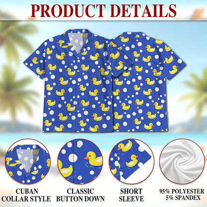 Duck Pattern Hawaiian Shirt for Men, Button Down Aloha Shirt - Azhawaiian