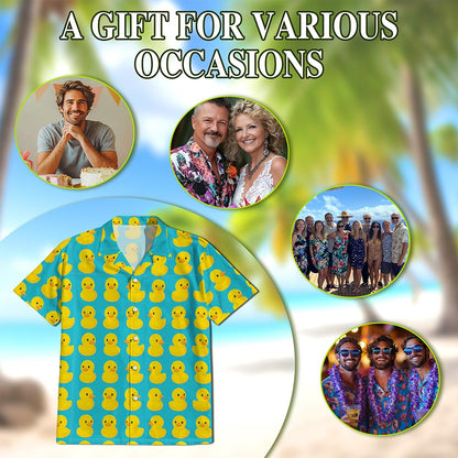 Duck Pattern Hawaiian Shirt for Men, Button Down Aloha Shirt - Azhawaiian