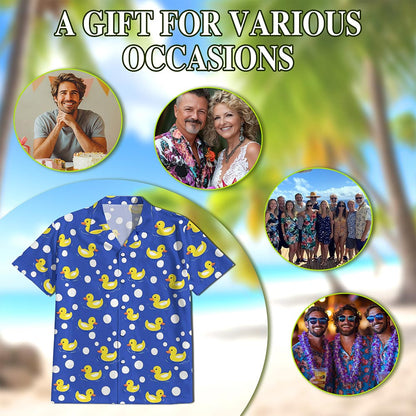 Duck Pattern Hawaiian Shirt for Men, Button Down Aloha Shirt - Azhawaiian