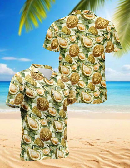 Durian Pattern Hawaiian Shirt for Men, Button Down Aloha Shirt - Azhawaiian