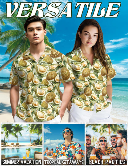 Durian Pattern Hawaiian Shirt for Men, Button Down Aloha Shirt - Azhawaiian