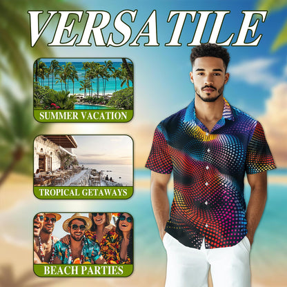 Dynamic Dots Hawaiian Shirt for Men, Button Down Aloha Shirt - Azhawaiian