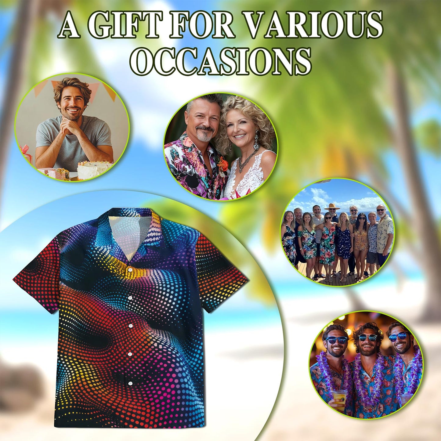 Dynamic Dots Hawaiian Shirt for Men, Button Down Aloha Shirt - Azhawaiian