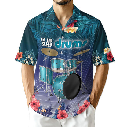 Azhawaiian Eat And Sleep Drums Hawaiian Shirt for Men