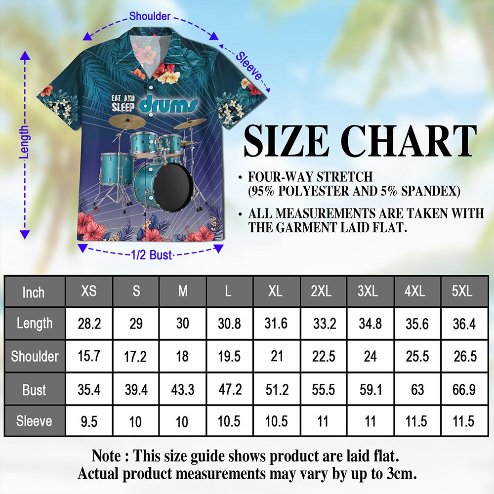 Eat And Sleep Drums Hawaiian Shirt for Men, Button Down Aloha Shirt - Azhawaiian