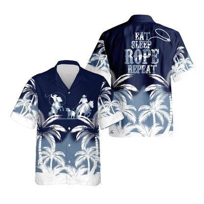 Eat Sleep Rope Repeat Hawaiian Shirt for Men, Button Down Aloha Shirt - Azhawaiian