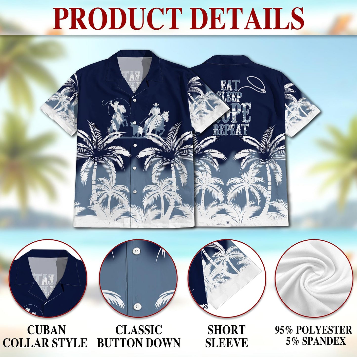Eat Sleep Rope Repeat Hawaiian Shirt for Men, Button Down Aloha Shirt - Azhawaiian