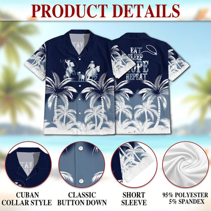 Eat Sleep Rope Repeat Hawaiian Shirt for Men, Button Down Aloha Shirt - Azhawaiian