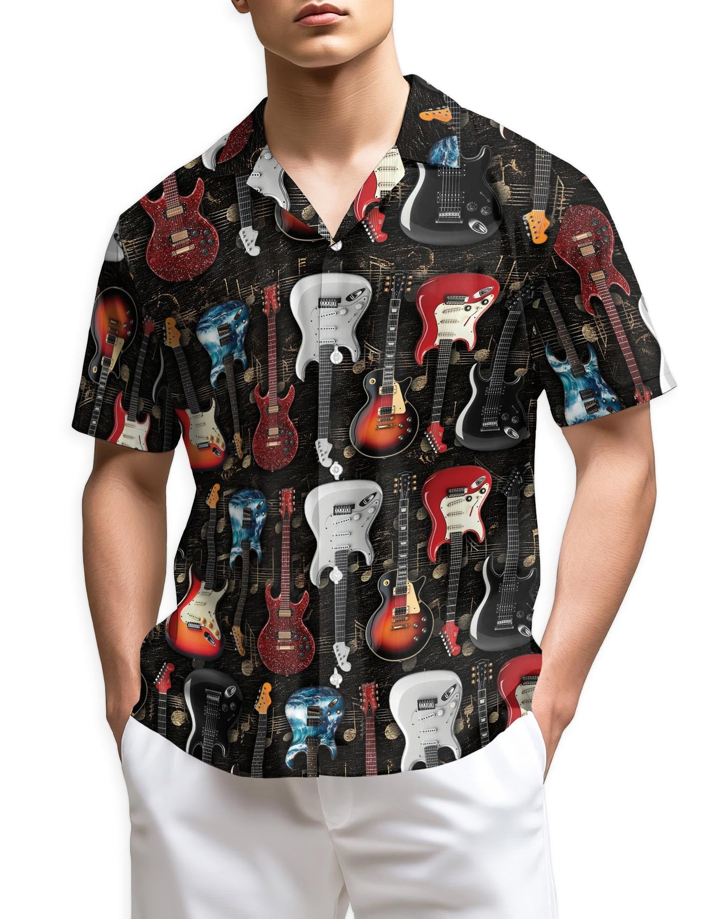 Azhawaiian Electric Guitar Hawaiian Shirt for Men