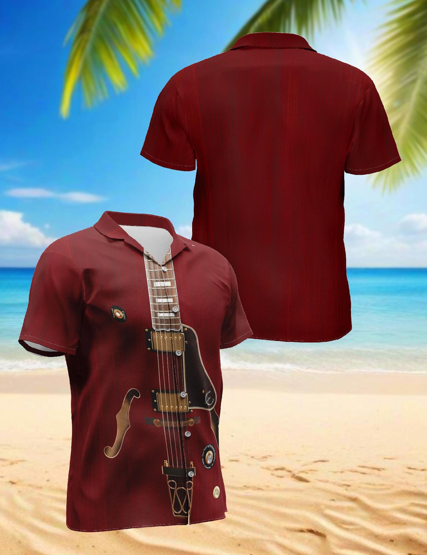 Electric Guitar Hawaiian Shirt for Men, Button Down Aloha Shirt - Azhawaiian
