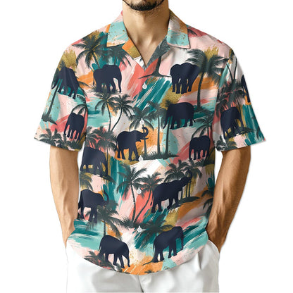 Azhawaiian Elephant Coconut Palm Hawaiian Shirt for Men