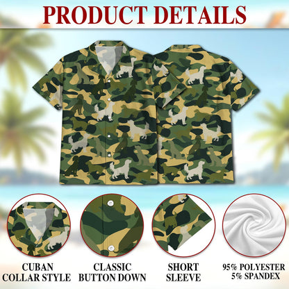 English Setter Dog Camo Hawaiian Shirt for Men, Button Down Aloha Shirt - Azhawaiian
