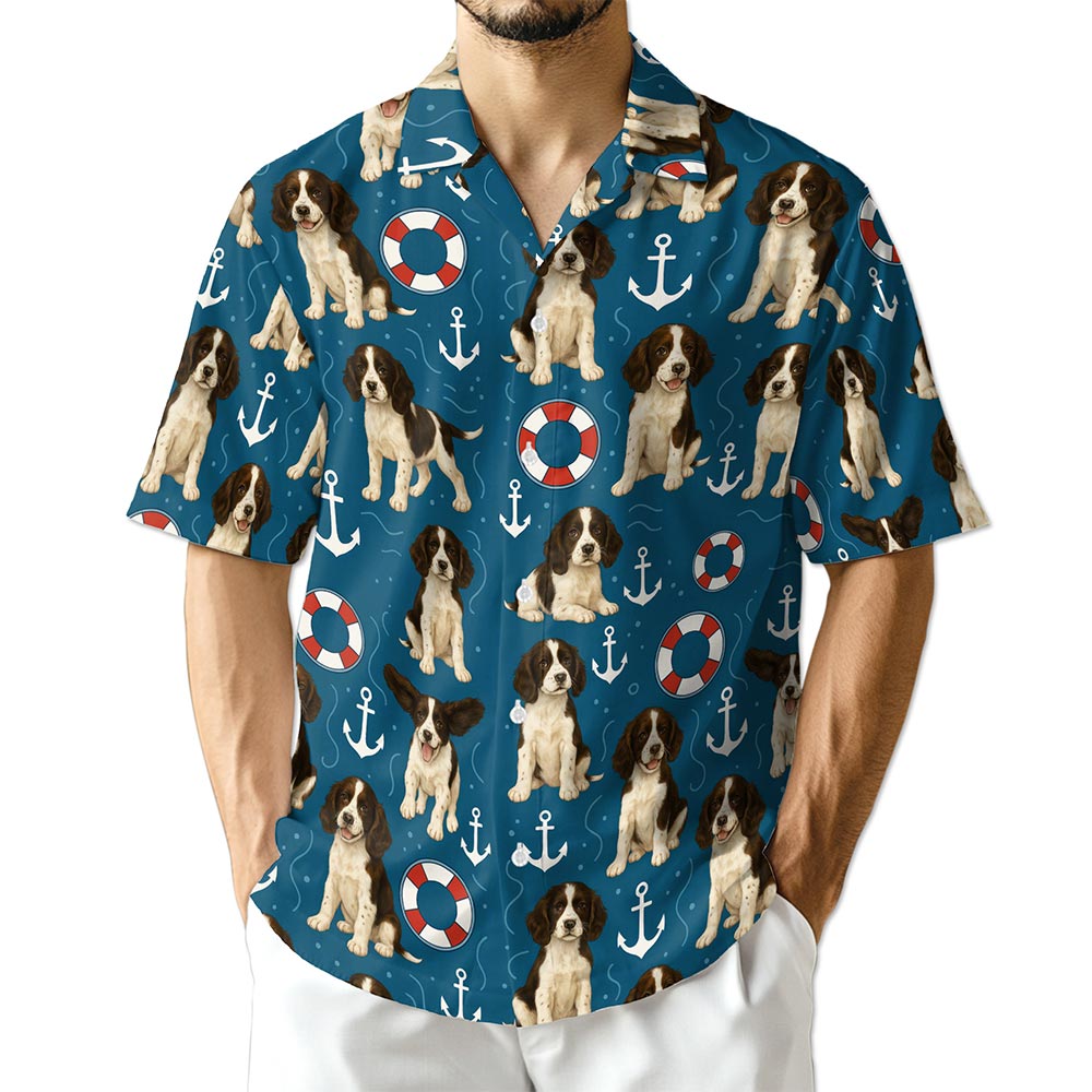 Azhawaiian English Springer Spaniel Hawaiian Shirt for Men