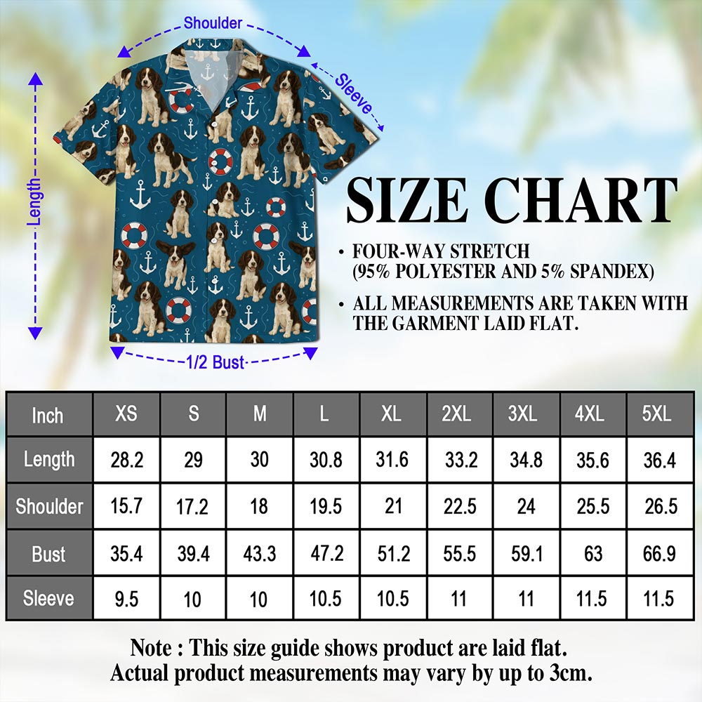 English Springer Spaniel Hawaiian Shirt for Men, Button Down Aloha Shirt - Azhawaiian