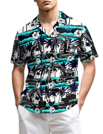 Azhawaiian Excavator Green Coconut Hawaiian Shirt for Men