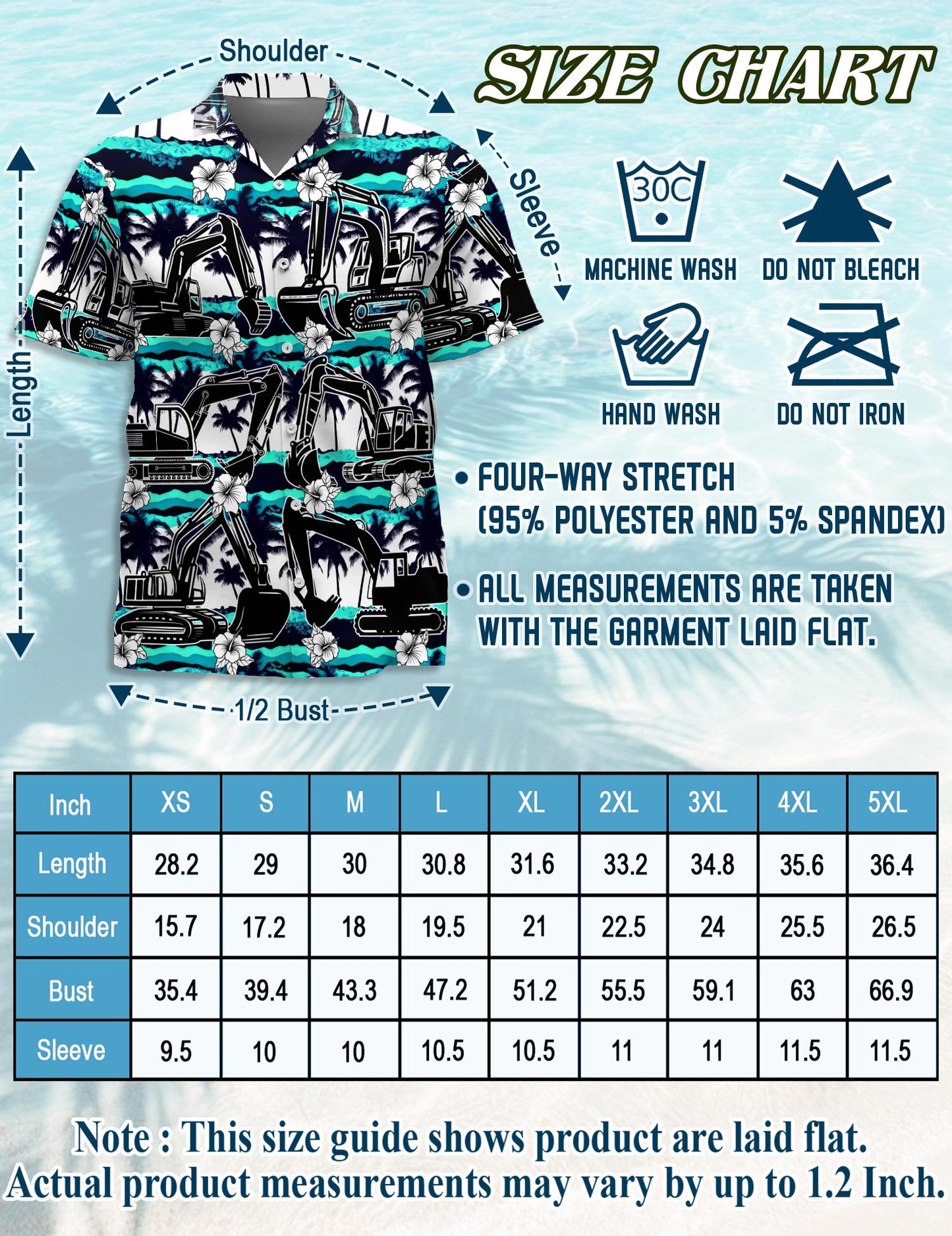 Excavator Green Coconut Hawaiian Shirt for Men, Button Down Aloha Shirt - Azhawaiian