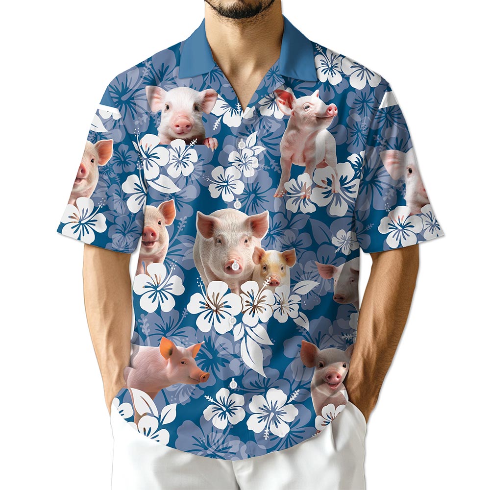 Azhawaiian Farmer Pig Hawaiian Shirt for Men