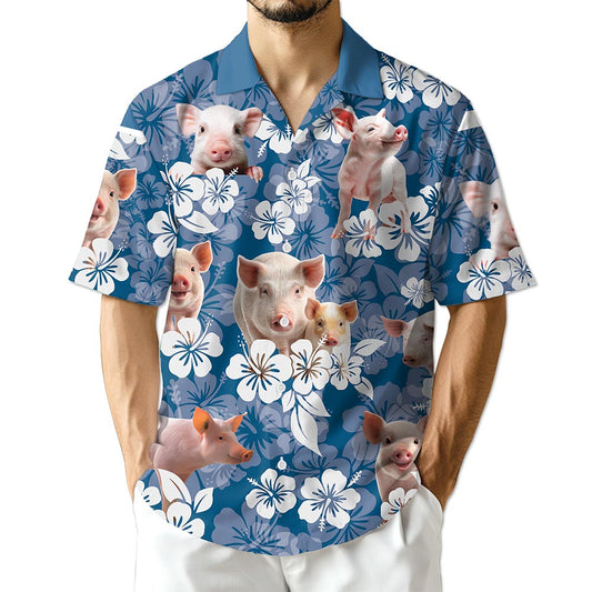 Azhawaiian Farmer Pig Hawaiian Shirt for Men