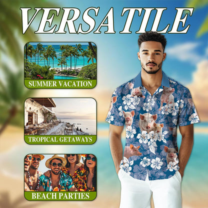 Farmer Pig Hawaiian Shirt for Men, Button Down Aloha Shirt - Azhawaiian