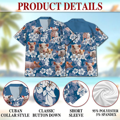 Farmer Pig Hawaiian Shirt for Men, Button Down Aloha Shirt - Azhawaiian