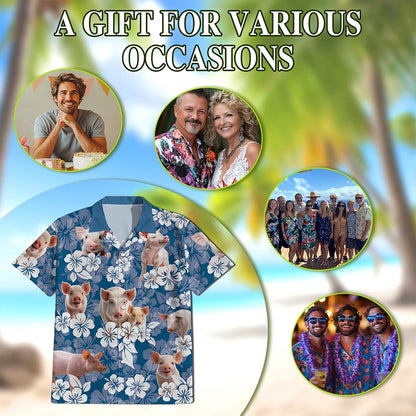 Farmer Pig Hawaiian Shirt for Men, Button Down Aloha Shirt - Azhawaiian