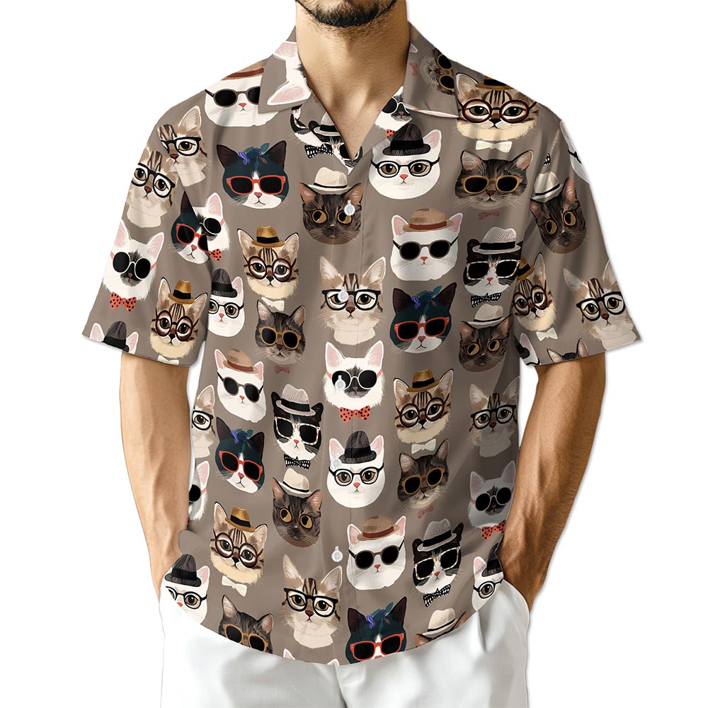 Fashion Cats Hawaiian Shirt for Men, Button Down Aloha Shirt - Azhawaiian