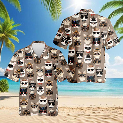 Fashion Cats Hawaiian Shirt for Men, Button Down Aloha Shirt - Azhawaiian