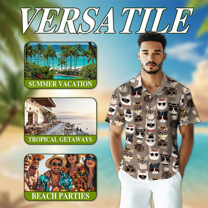 Fashion Cats Hawaiian Shirt for Men, Button Down Aloha Shirt - Azhawaiian