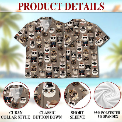 Fashion Cats Hawaiian Shirt for Men, Button Down Aloha Shirt - Azhawaiian