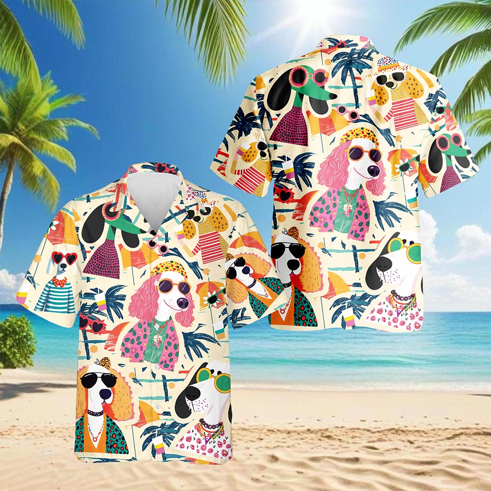 Fashionista Dog Hawaiian Shirt for Men, Button Down Aloha Shirt - Azhawaiian