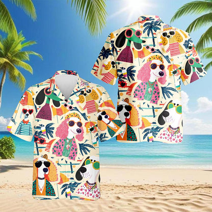 Fashionista Dog Hawaiian Shirt for Men, Button Down Aloha Shirt - Azhawaiian