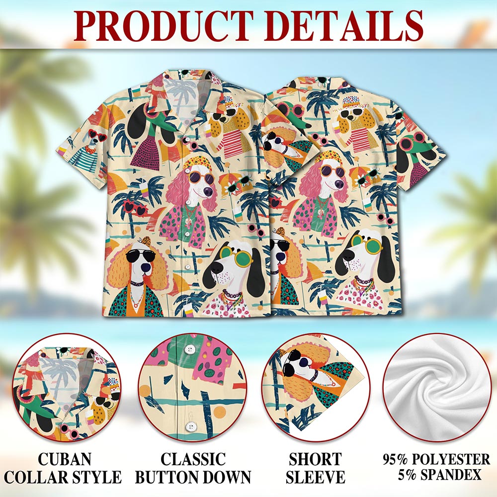 Fashionista Dog Hawaiian Shirt for Men, Button Down Aloha Shirt - Azhawaiian